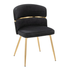 Cinch Glam/Art Deco Dining Chair in Gold Metal and Black Velvet by LumiSource - Set of 2