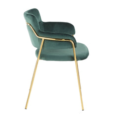 Napoli Contemporary Chair in Gold Metal and Emerald Green Velvet by LumiSource - Set of 2