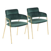 Napoli Contemporary Chair in Gold Metal and Emerald Green Velvet by LumiSource - Set of 2