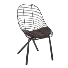 Wired Contemporary Chair in Black Metal with Espresso Faux Leather Cushions by LumiSource - Set of 2