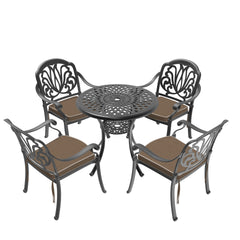 5-Piece Set Of Cast Aluminum Patio Furniture With Brown Cushions(same as W1710S00539)