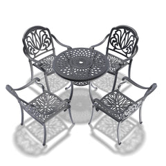 5-Piece Set Of Cast Aluminum Patio Furniture With Brown Cushions(same as W1710S00539)