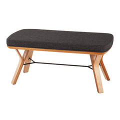 Folia Mid-Century Modern Bench in Natural Wood and Charcoal Fabric by LumiSource