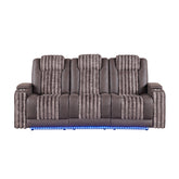 Duran Brown Power Reclining Sofa with Power Headrest, LED and Drop Down Table with reading Light