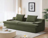 Nimbus Oversized Full Foam 4 Seater Couch for Living Room Upholstered in Soft Corduroy Fabric, Wide Armrests, Ergonomic Compressed Sofa in a Box, No Assembly, 90 Inch Wide, Green