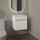 Primavera 18" Wide Floating Bathroom Vanity, With One Cabinet And Two Shelves, White