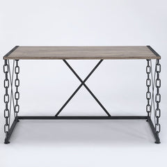 Rustic Oak and Antique Black Rectangular Console Table