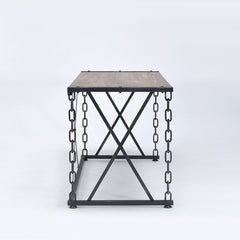 Rustic Oak and Antique Black Rectangular Console Table