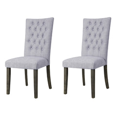 Grey and Grey Oak Side Chair with Button Tufted (Set of 2)