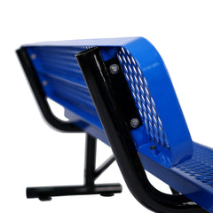 6 ft. Outdoor Steel Bench with Backrest BLUE