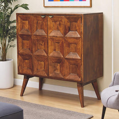 Solid Wood Quad Cabinet, 2-Shelves, Brown