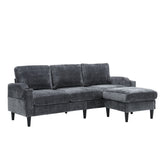 UNITED WE WIN Sofa for three, solid wood frame, Chenille fabric, side pocket, with two cup holders, footstool with storagestorage sofa /Living room sofa cozy sectional sofa