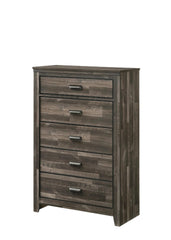 1pc Rustic Contemporary Brown Finish Five Storage Drawers Wooden Bedroom Furniture