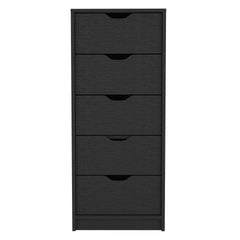 Basilea 5 Drawers Tall Dresser, Pull Out System -Black