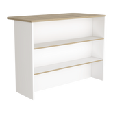 Fendi Kitchen Island with Ample Workstation and 2-Tier Shelf White / Light Pine