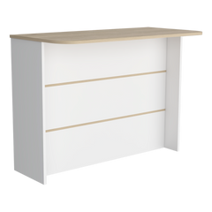 Fendi Kitchen Island with Ample Workstation and 2-Tier Shelf White / Light Pine