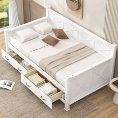 Twin Size Wooden Modern and Rustic Casual Style Daybed, Cream White