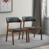 High Quality Enzo Mid-Century Modern Black Leather Dining Chair (Set of 2) with Solid Wood Base 21.1"W x 24.5"D x 30.1"H for Living Room Bedroom Outdoor
