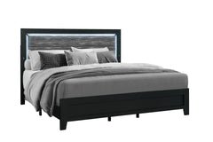 CARLOS BLACK QUEEN BED WITH LED
