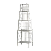 25.5x17x80.5" Antique 3-tiered Shelves Iron Etagere Shelf - Distressed Silver Finish, Display Rack for Kitchen, Bathroom, Living Room or Patio Storage