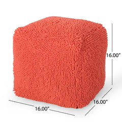 Sunny Square Pouf, Coral
