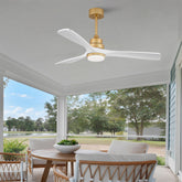 Hot sales 52 Inch Indoor Ceiling Fan With Dimmable LED Light 3 Solid Wood Blades Remote Control Reversible DC Motor