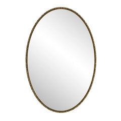 Iron Art Oval Retro Mirror, Antique Effect, Wall Hanging, Suitable For Bathroom, Bedroom, Living Room (Gold)