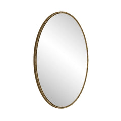 Iron Art Oval Retro Mirror, Antique Effect, Wall Hanging, Suitable For Bathroom, Bedroom, Living Room (Gold)