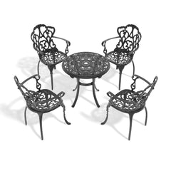 5-Piece Set Of Cast Aluminum Patio Furniture With Black Frame and Off-white Seat Cushions(same sku: W1710S00418)