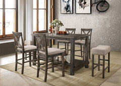 Weathered Grey Counter Height Table with Bottom Shelf