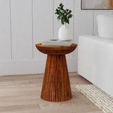Waters Wild Honey Round Solid Wood Accent Side Table