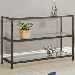Weston Black Nickel 2-Shelf Glass Top Entryway Console Table