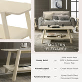 Metz 3-Piece Coffee Table Set, Coffee Table and Two End Tables, Off-White Finish
