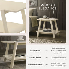 Metz 3-Piece Coffee Table Set, Coffee Table and Two End Tables, Off-White Finish