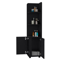 Wenge 2-Door Cabinet with 3 Corner Shelves