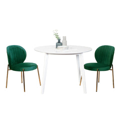 Amoa Contemporary 5-Piece Dining Set, White Round Dining Table with 4 Chairs