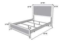 Grey Finish 1pc Queen Size Panel Bed Beautiful Wooden Bedroom Furniture Box Design Headboard FB Rubber wood Paper veneer