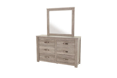 Rustic Style 1pc Dresser Metal Handles Six Drawers Light Gray Finish Bedroom Furniture