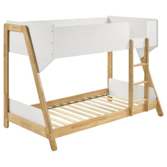 Fjord White and Natural Wood Twin Over Twin Bunk Bed