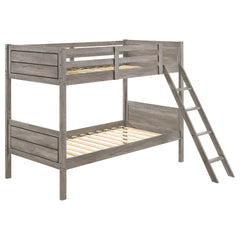 Brenton Weathered Taupe Bunk Bed with Ladder