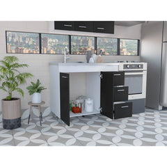 3-Drawer Base Cabinet White and Wenge