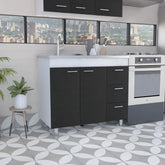 3-Drawer Base Cabinet White and Wenge