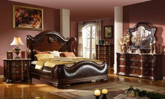 Bella Traditional Style Queen 5pc Bedroom set made with wood in Dark Walnut