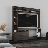 Dante 71" Wide Freestanding Entertainment Center, Tv Stand , 8 Shelves, Bookcase, Cabinet for Living Room , Home Office, Media Room Dark Walnut