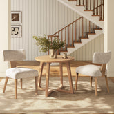 Louise Split Back Upholstered Dining Side Chair, Set of 2, Travertine Beige Chenille