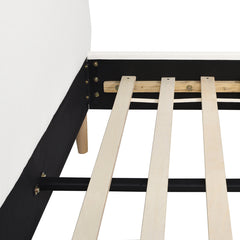 Stockholm Modern Wavy Headboard Platform Bed, Queen, Antique White Polyester