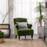 Eloise 30" Pleated Sock Arm Accent Armchair, Olive Green Performance Velvet