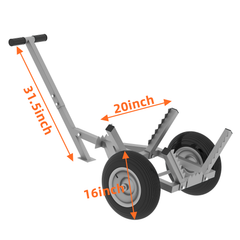 Heavy Duty Log Dolly with 16" Pneumatic Tires, 460 lbs Capacity, Fits Logs up to 20" Diameter, Steel Frame Log Hauler with 7 ft Chain & Strap for Firewood & Forestry Transport