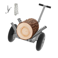 Heavy Duty Log Dolly with 16" Pneumatic Tires, 460 lbs Capacity, Fits Logs up to 20" Diameter, Steel Frame Log Hauler with 7 ft Chain & Strap for Firewood & Forestry Transport