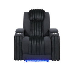 Duran Black Power Recliner with Power Headrest and LED